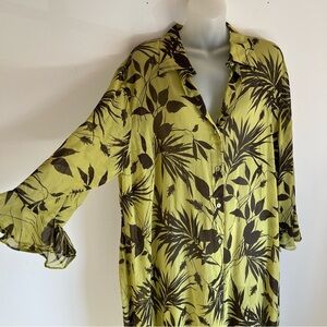 Dana Buchanan Vintage Woman’s 100% Silk Tunic, Cover Up with 3/4 Sleeve. size 16